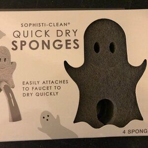 SET 4 QUICK DRY GRAY GHOST GOTH HALLOWEEN SPONGES